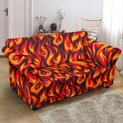 Flame Fire Print Pattern Loveseat Slipcover-JTAMIGO.COM
