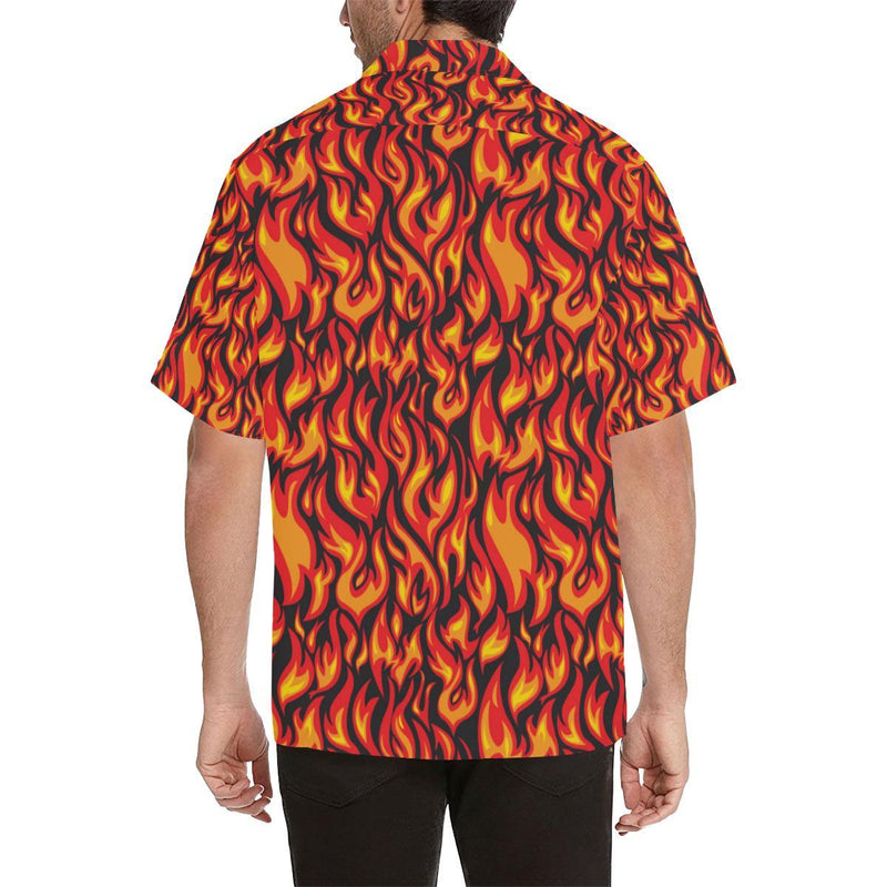 Flame Fire Print Pattern Men Aloha Hawaiian Shirt