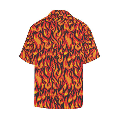 Flame Fire Print Pattern Men Aloha Hawaiian Shirt