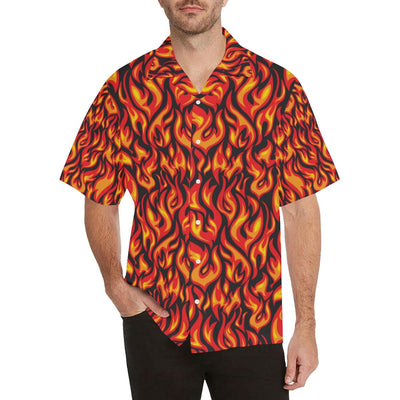 Flame Fire Print Pattern Men Aloha Hawaiian Shirt