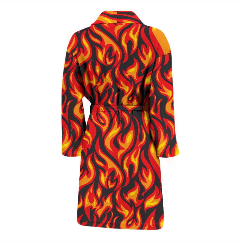 Flame Fire Print Pattern Men Bath Robe-JTAMIGO.COM