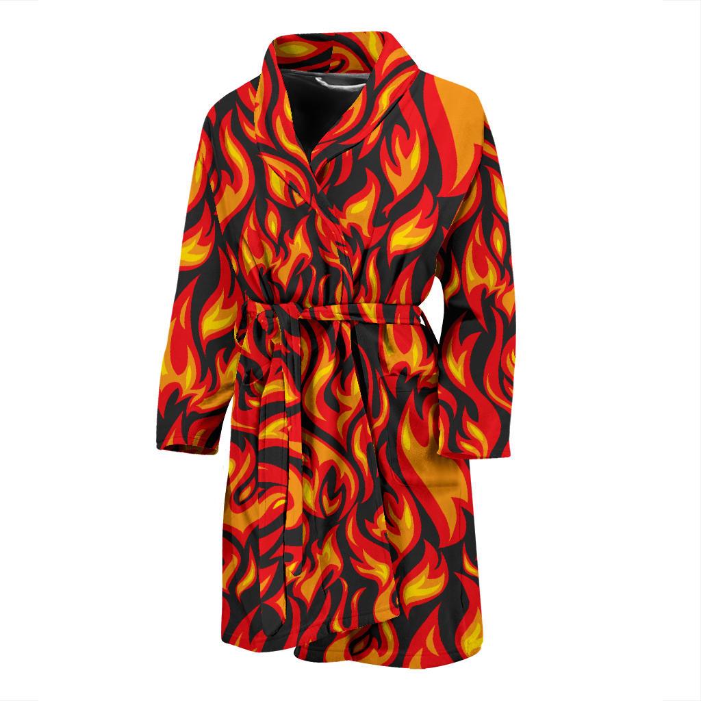 Flame Fire Print Pattern Men Bath Robe-JTAMIGO.COM