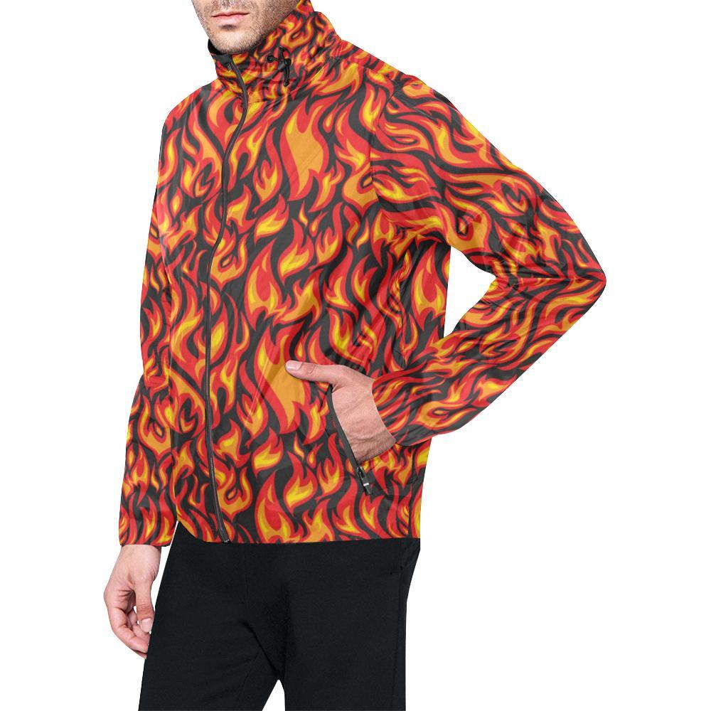 Flame Fire Print Pattern Men Windbreaker Jacket-JTAMIGO.COM