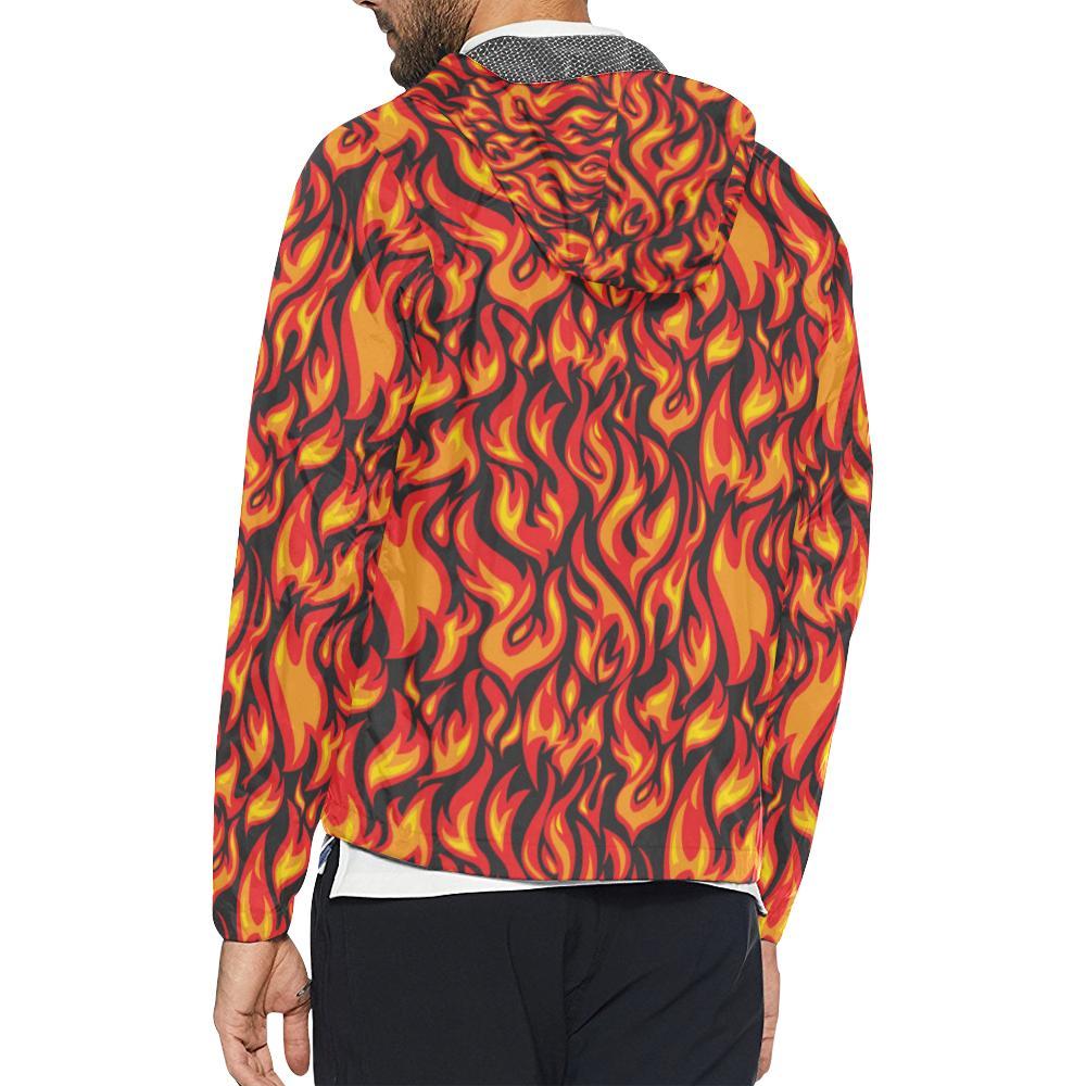 Flame Fire Print Pattern Men Windbreaker Jacket-JTAMIGO.COM