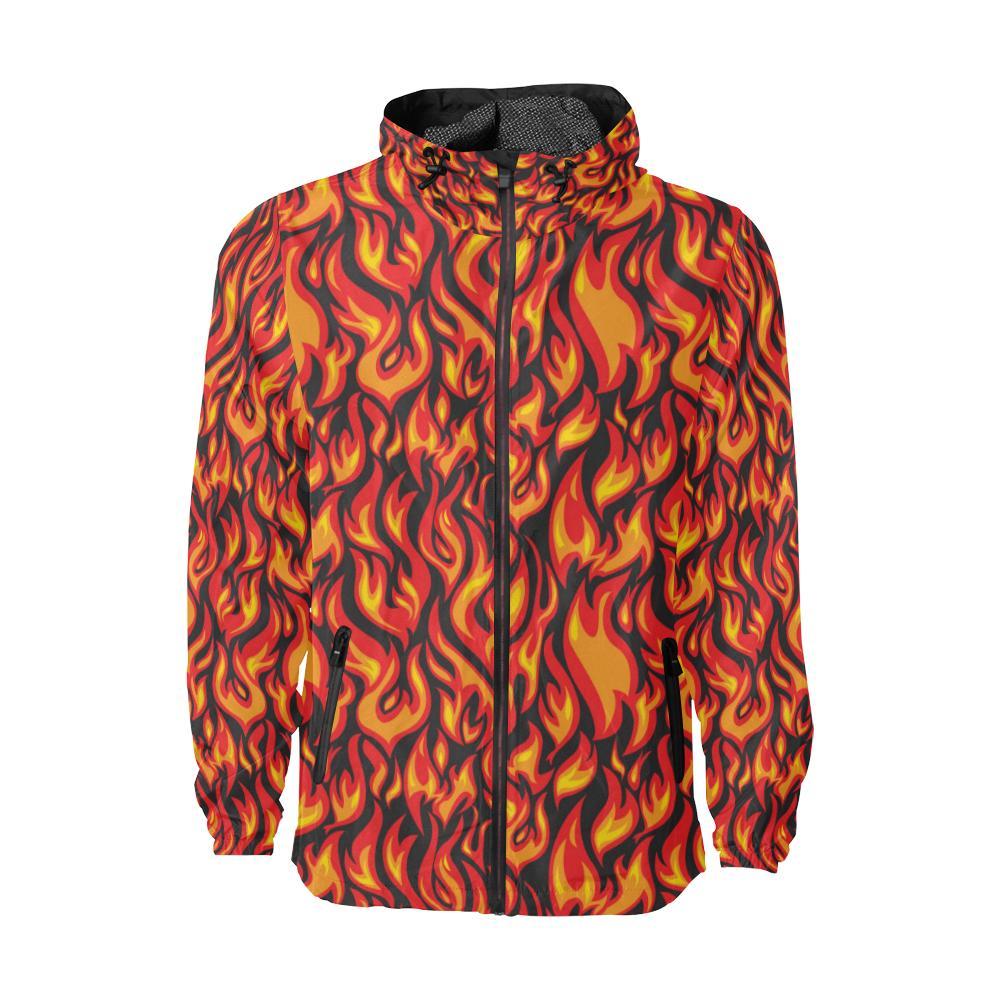 Flame Fire Print Pattern Men Windbreaker Jacket-JTAMIGO.COM