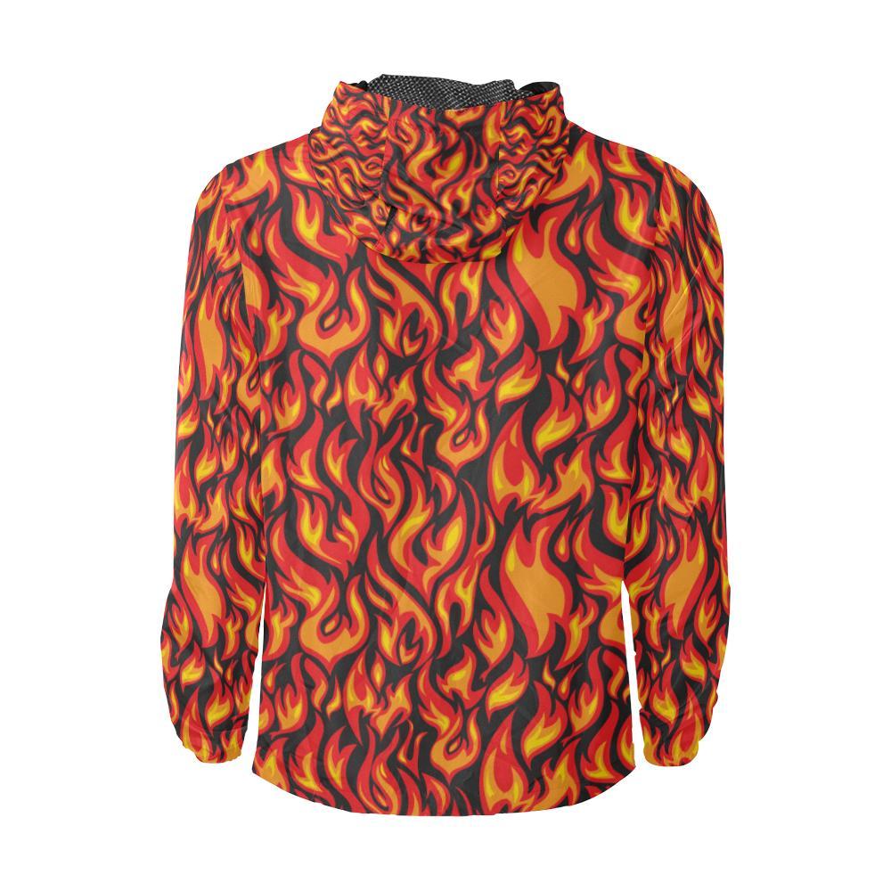 Flame Fire Print Pattern Men Windbreaker Jacket-JTAMIGO.COM