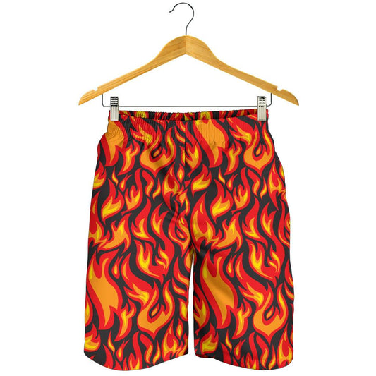 Flame Fire Print Pattern Mens Shorts-JTAMIGO.COM