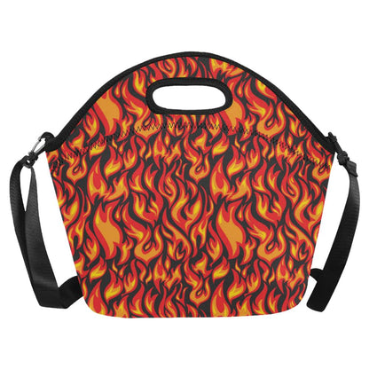 Flame Fire Print Pattern Neoprene Lunch Bag (Model 1669)(Large)-JTAMIGO.COM