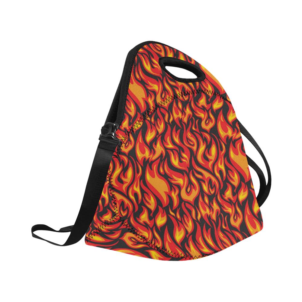 Flame Fire Print Pattern Neoprene Lunch Bag (Model 1669)(Large)-JTAMIGO.COM