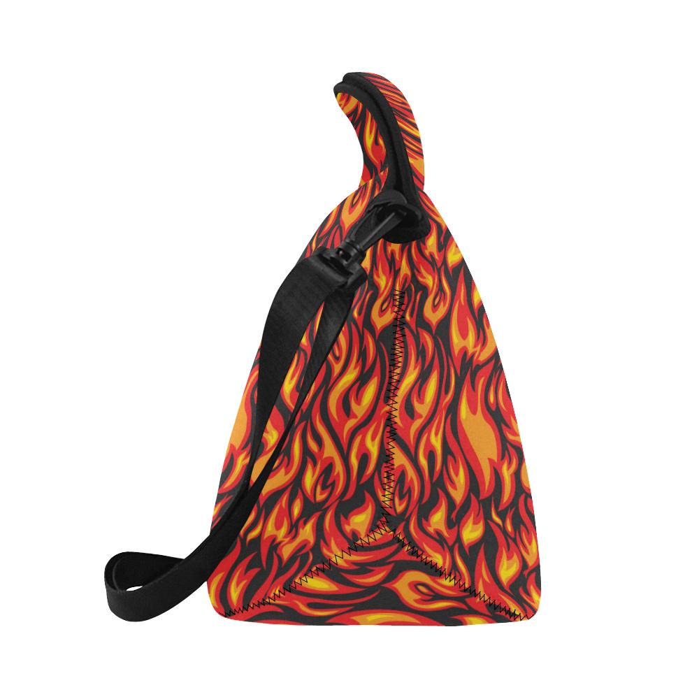 Flame Fire Print Pattern Neoprene Lunch Bag (Model 1669)(Large)-JTAMIGO.COM