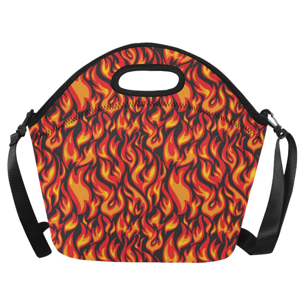 Flame Fire Print Pattern Neoprene Lunch Bag (Model 1669)(Large)-JTAMIGO.COM