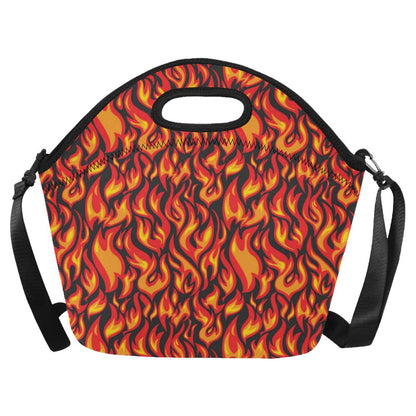 Flame Fire Print Pattern Neoprene Lunch Bag (Model 1669)(Large)-JTAMIGO.COM