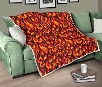 Flame Fire Print Pattern Premium Quilt-JTAMIGO.COM