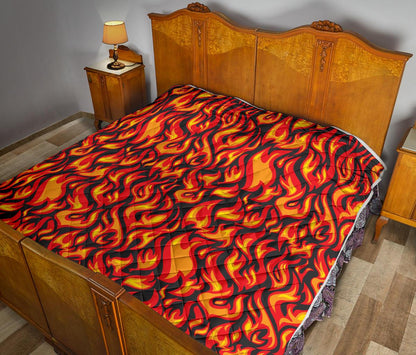 Flame Fire Print Pattern Premium Quilt-JTAMIGO.COM