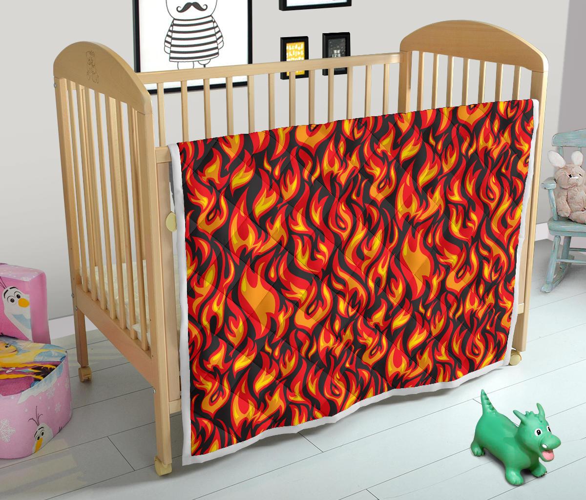 Flame Fire Print Pattern Premium Quilt-JTAMIGO.COM