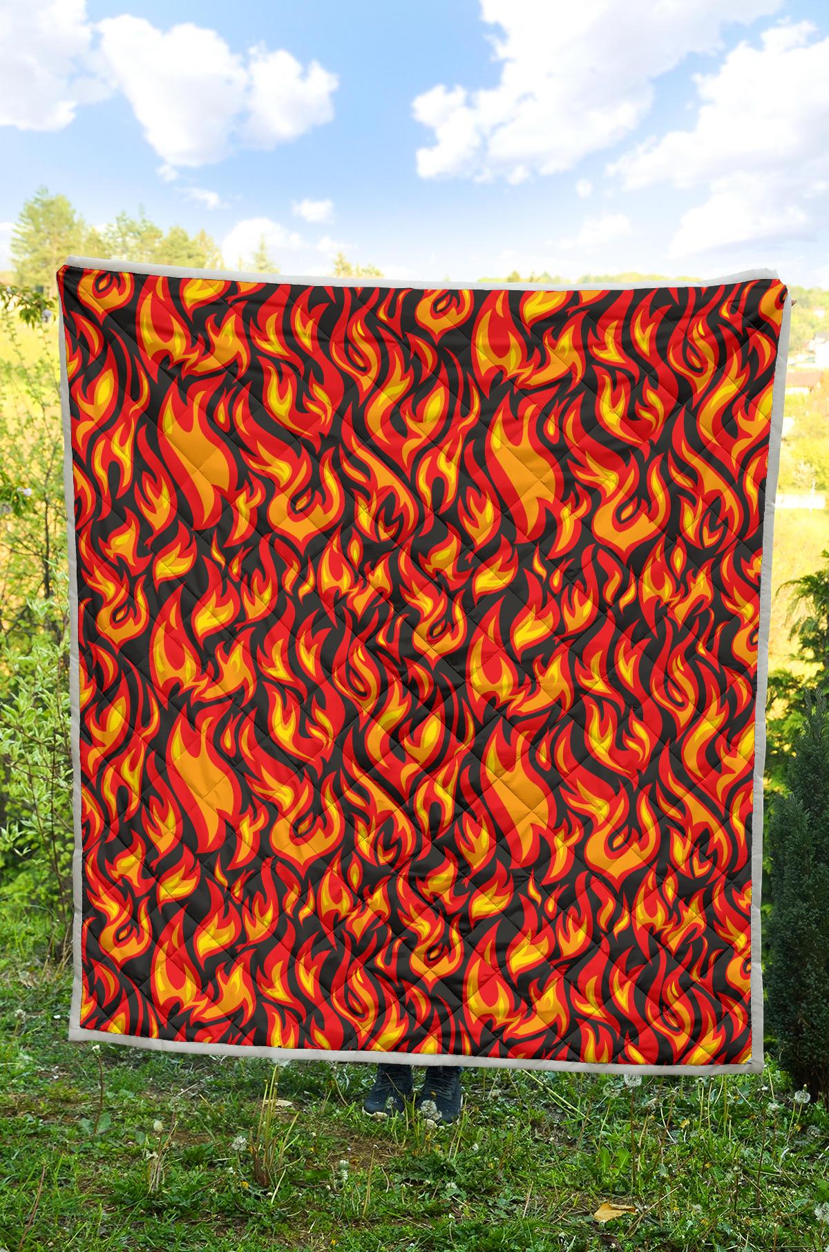 Flame Fire Print Pattern Premium Quilt-JTAMIGO.COM