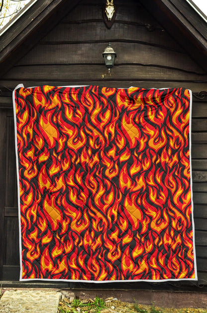 Flame Fire Print Pattern Premium Quilt-JTAMIGO.COM
