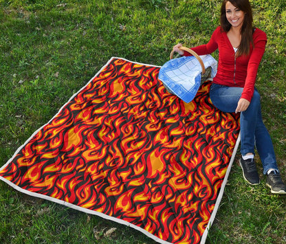 Flame Fire Print Pattern Premium Quilt-JTAMIGO.COM