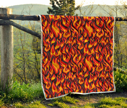 Flame Fire Print Pattern Premium Quilt-JTAMIGO.COM