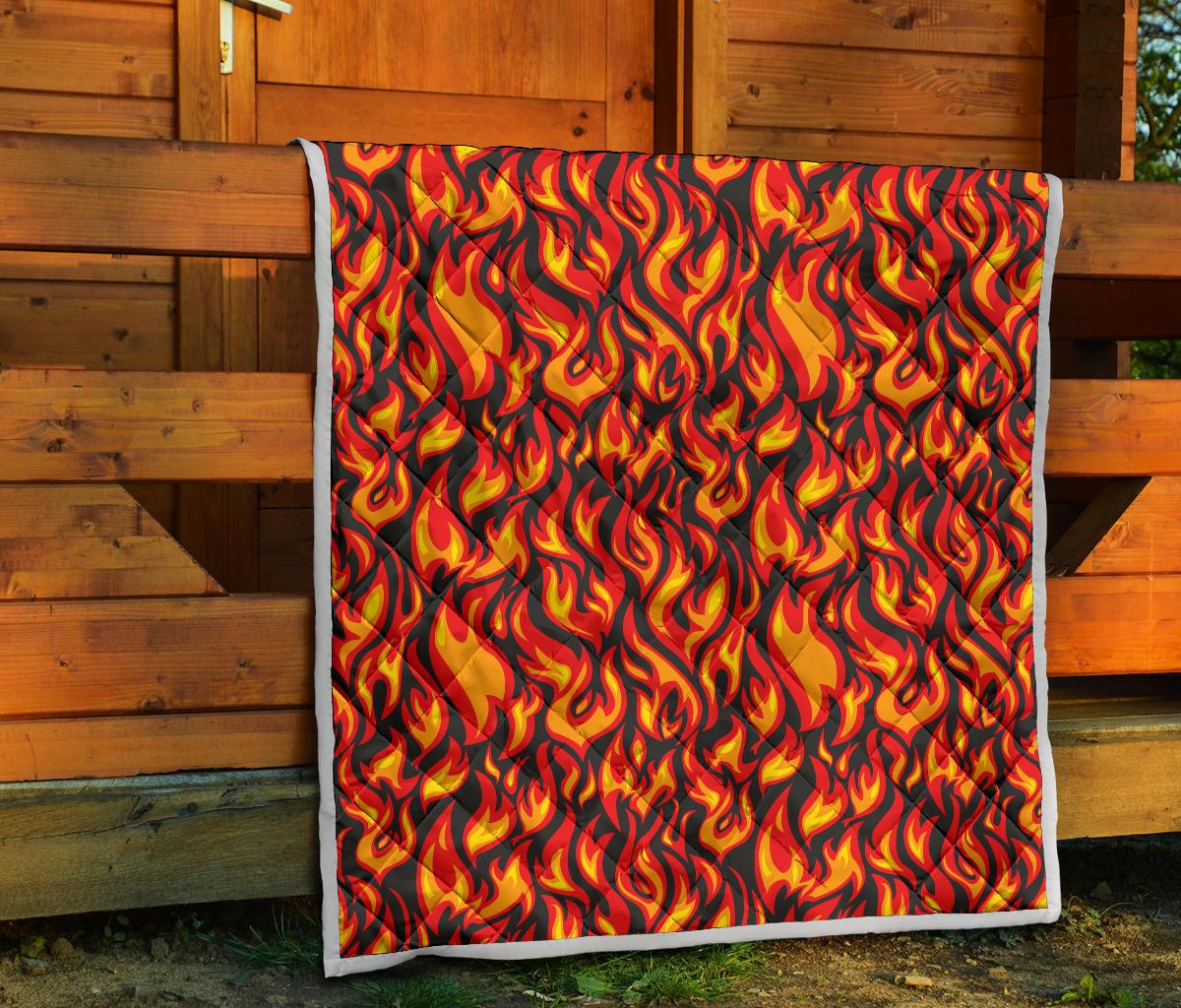 Flame Fire Print Pattern Premium Quilt-JTAMIGO.COM