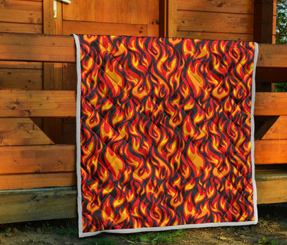 Flame Fire Print Pattern Premium Quilt-JTAMIGO.COM