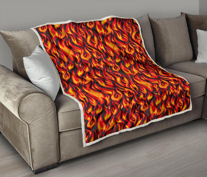 Flame Fire Print Pattern Premium Quilt-JTAMIGO.COM