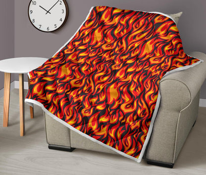 Flame Fire Print Pattern Premium Quilt-JTAMIGO.COM
