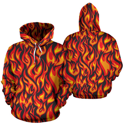 Flame Fire Print Pattern Pullover Hoodie