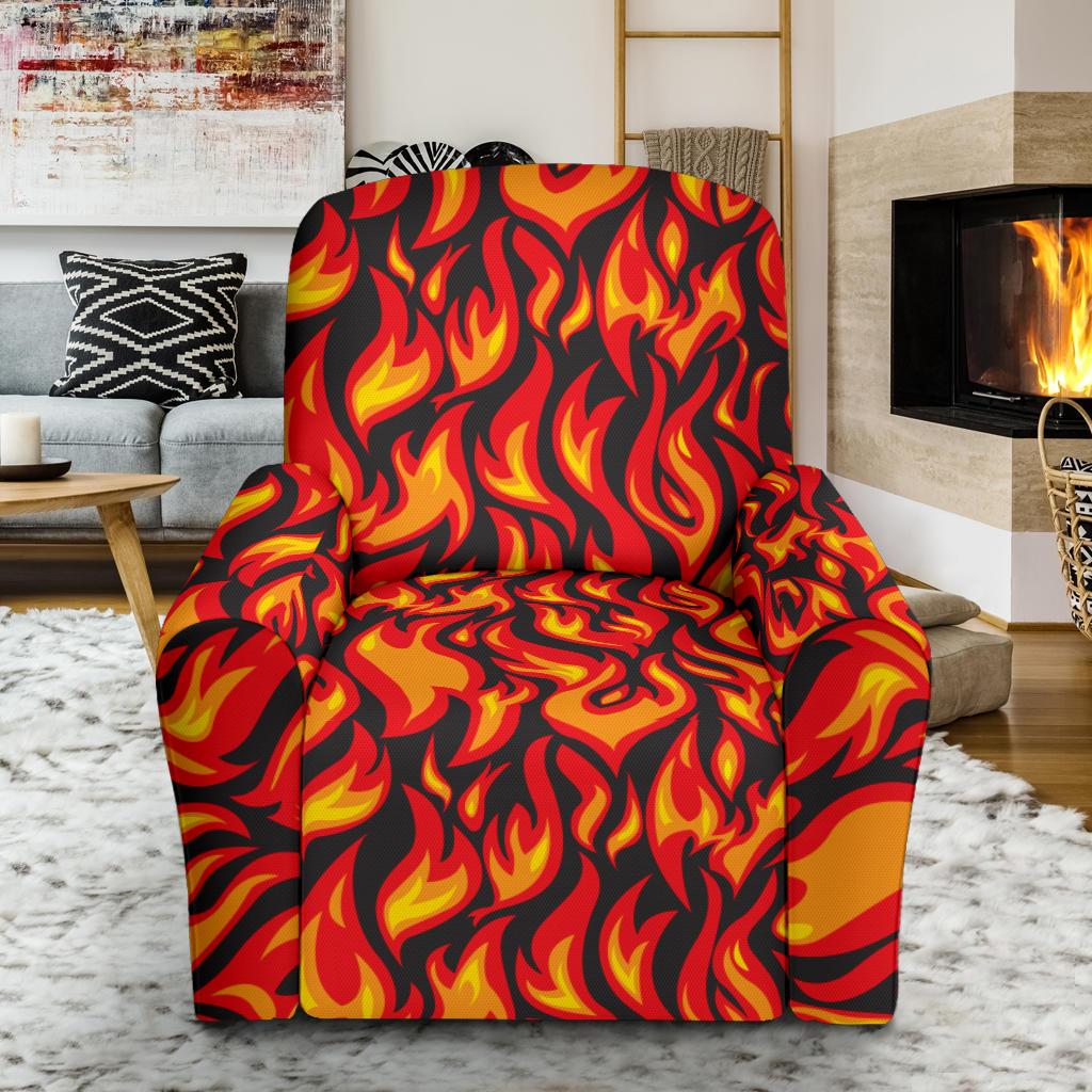 Flame Fire Print Pattern Single Sofa Slipcover -JTAMIGO.COM