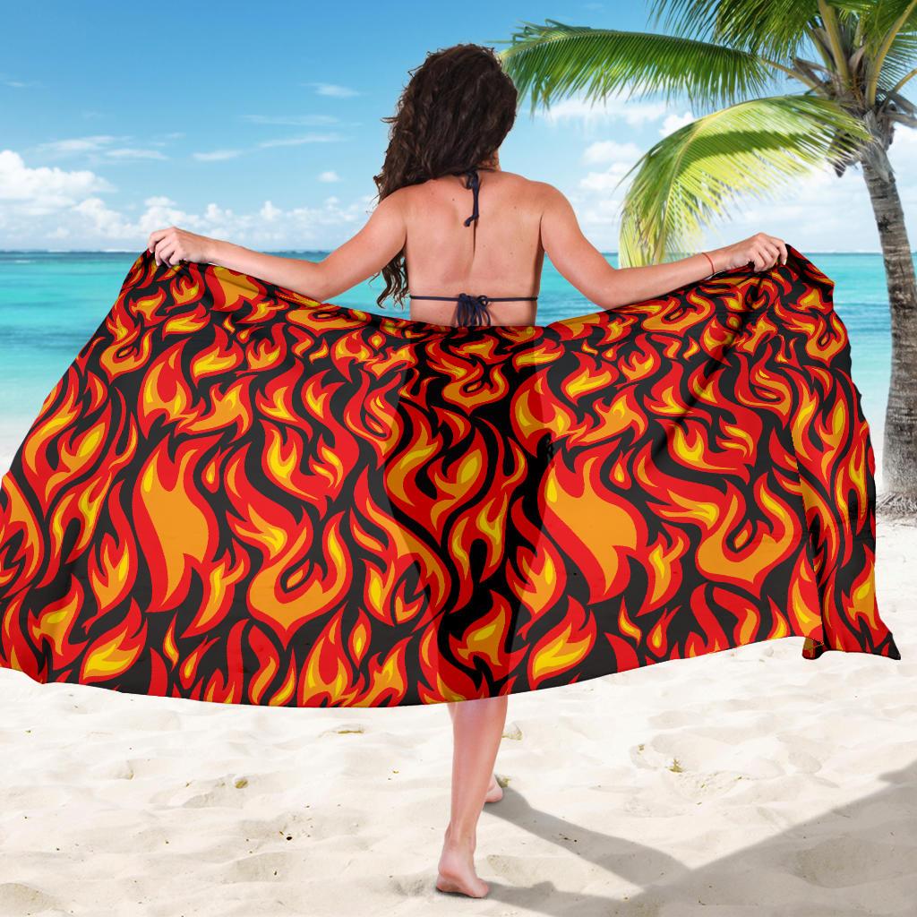 Flame Fire Print Pattern Sarong Pareo Wrap
