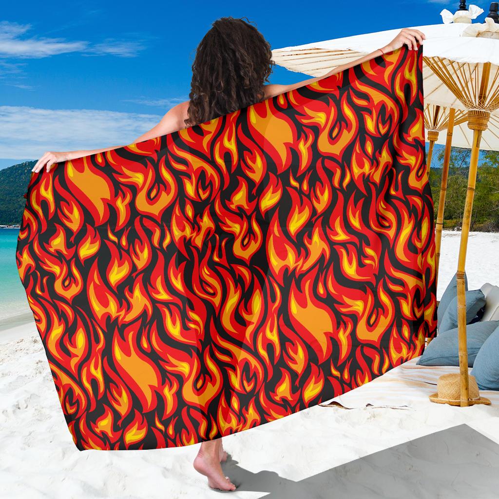 Flame Fire Print Pattern Sarong Pareo Wrap