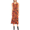 Flame Fire Print Pattern Sleeveless Open Fork Long Dress (Model D08)-JTAMIGO.COM