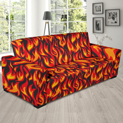 Flame Fire Print Pattern Sofa Slipcover-JTAMIGO.COM