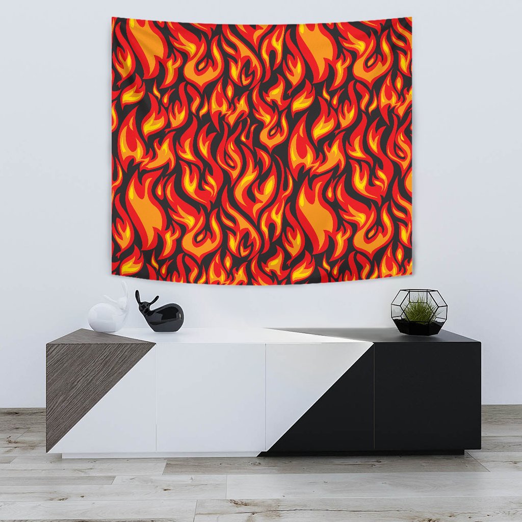 Flame Fire Print Pattern Tapestry