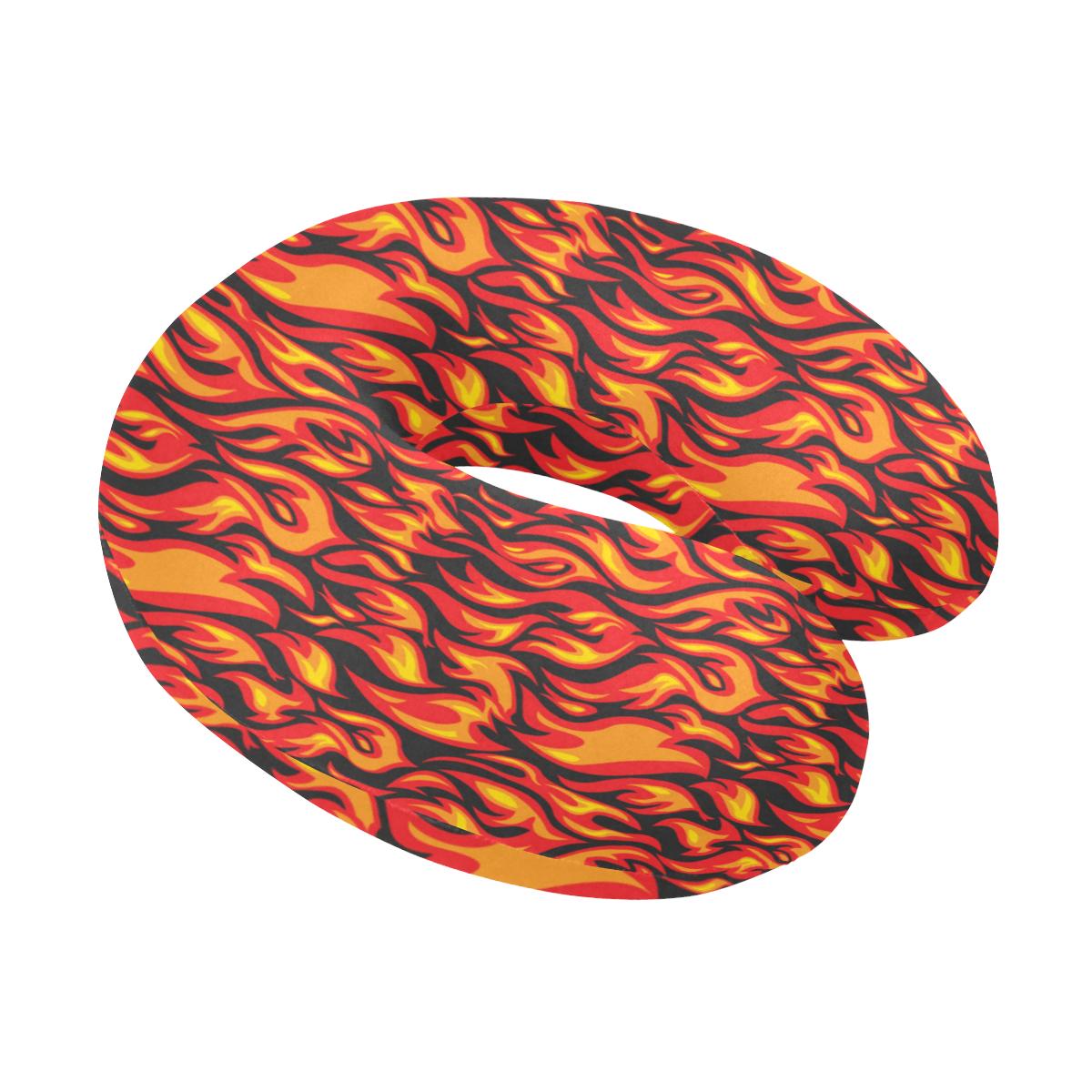 Flame Fire Print Pattern U-Shaped Travel Neck Pillow-JTAMIGO.COM