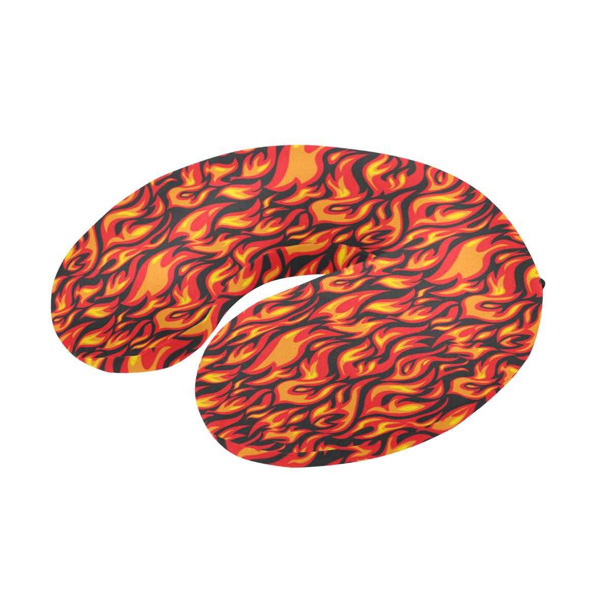Flame Fire Print Pattern U-Shaped Travel Neck Pillow-JTAMIGO.COM