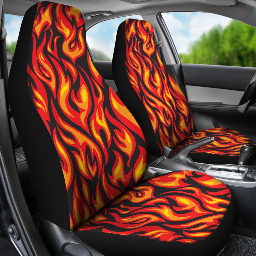 Flame Fire Print Pattern Universal Fit Car Seat Covers