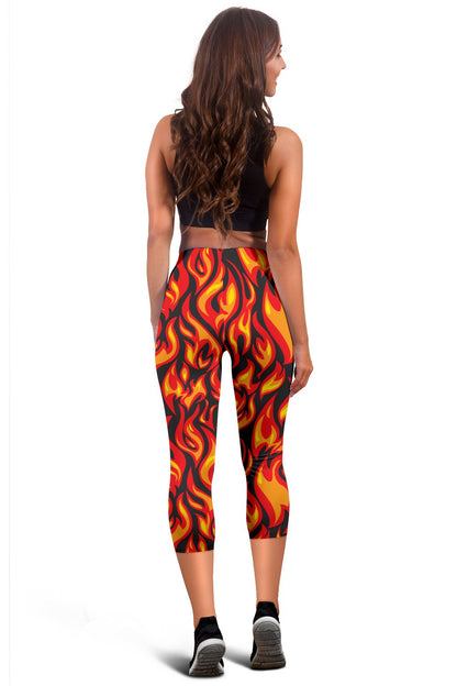Flame Fire Print Pattern Women Capris