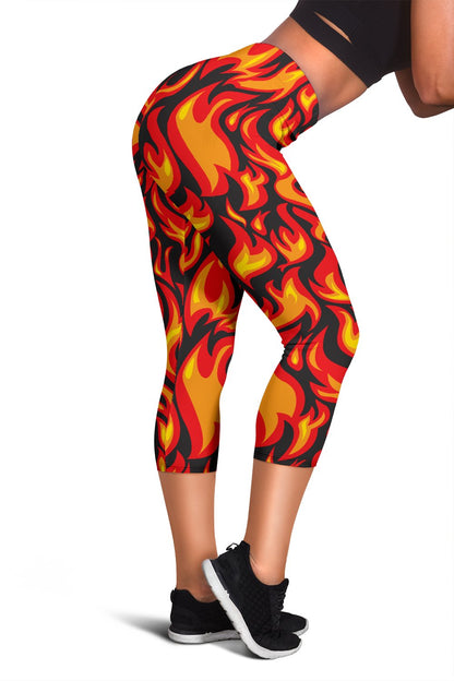 Flame Fire Print Pattern Women Capris