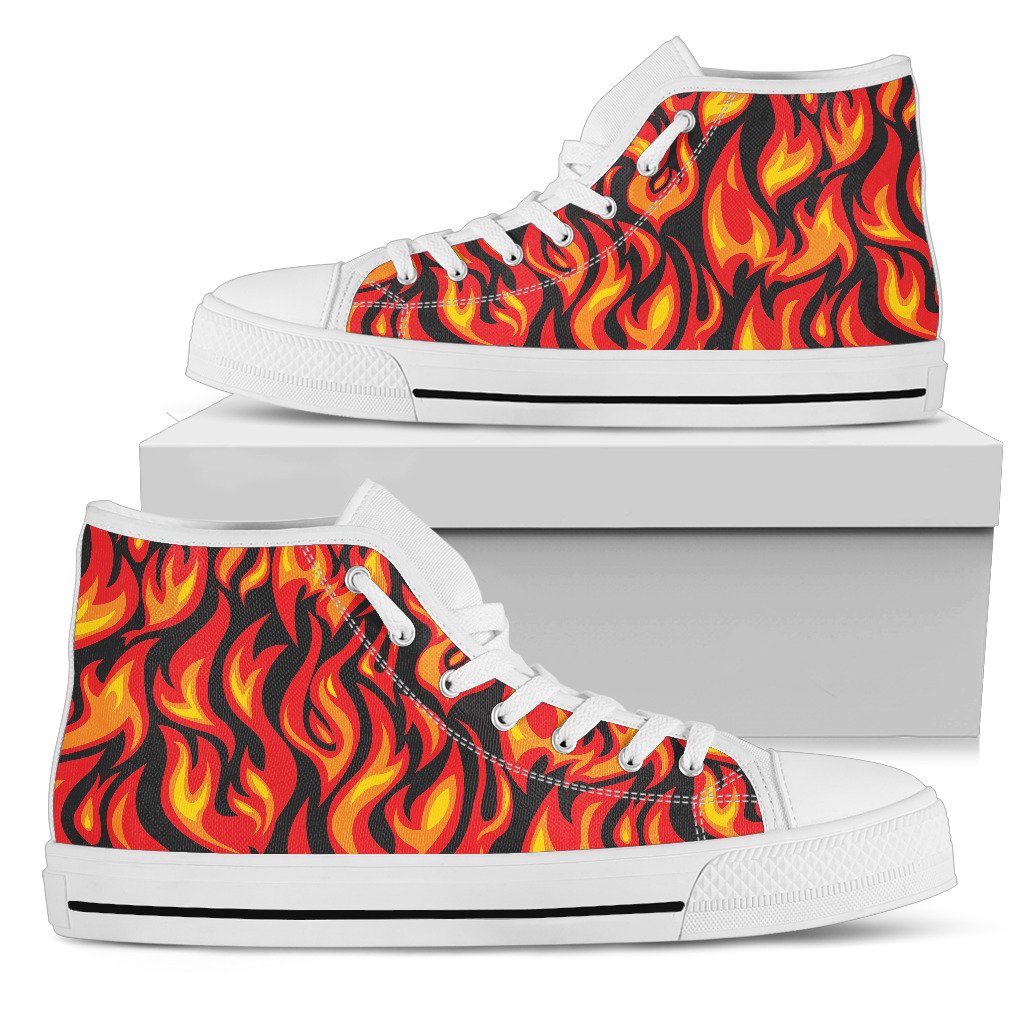 Flame Fire Print Pattern Women High Top Shoes