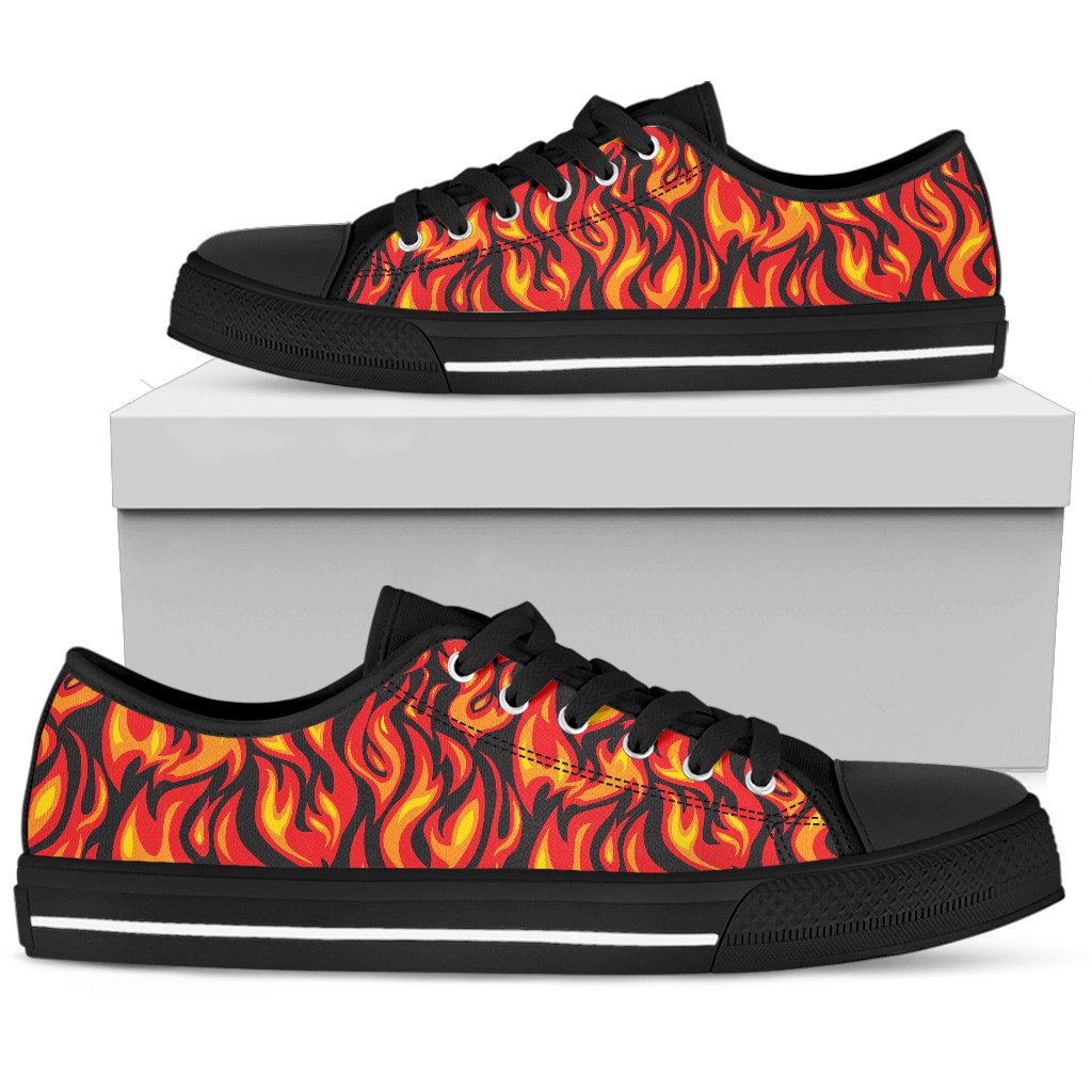 Flame Fire Print Pattern Women Low Top Shoes
