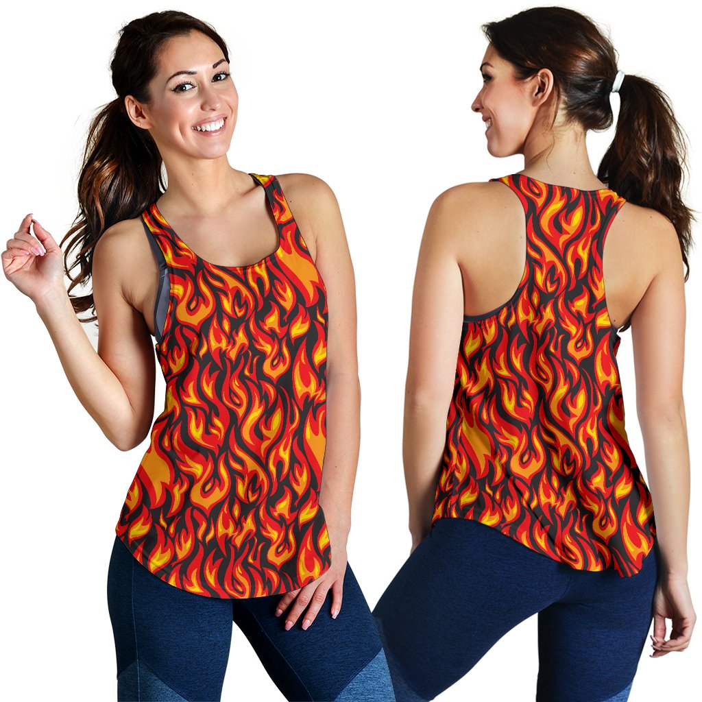 Flame Fire Print Pattern Women Racerback Tank Top