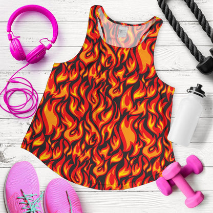 Flame Fire Print Pattern Women Racerback Tank Top