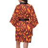 Flame Fire Print Pattern Women Short Kimono Robe