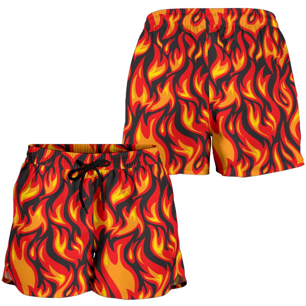 Flame Fire Print Pattern Women Shorts-JTAMIGO.COM