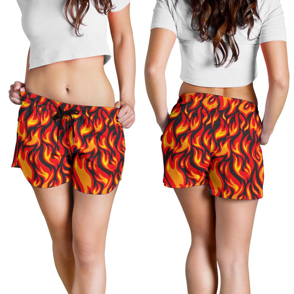 Flame Fire Print Pattern Women Shorts-JTAMIGO.COM