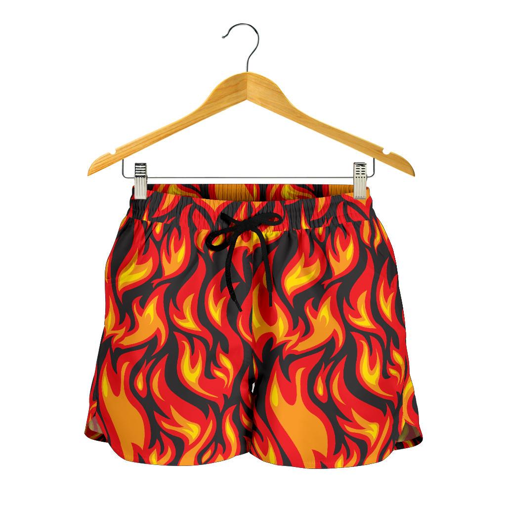 Flame Fire Print Pattern Women Shorts-JTAMIGO.COM
