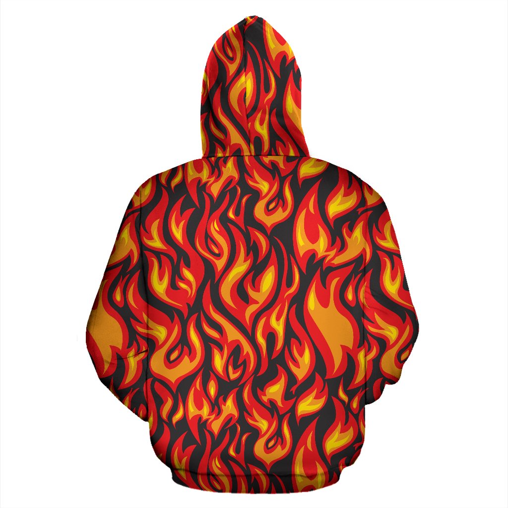 Flame Fire Print Pattern Zip Up Hoodie