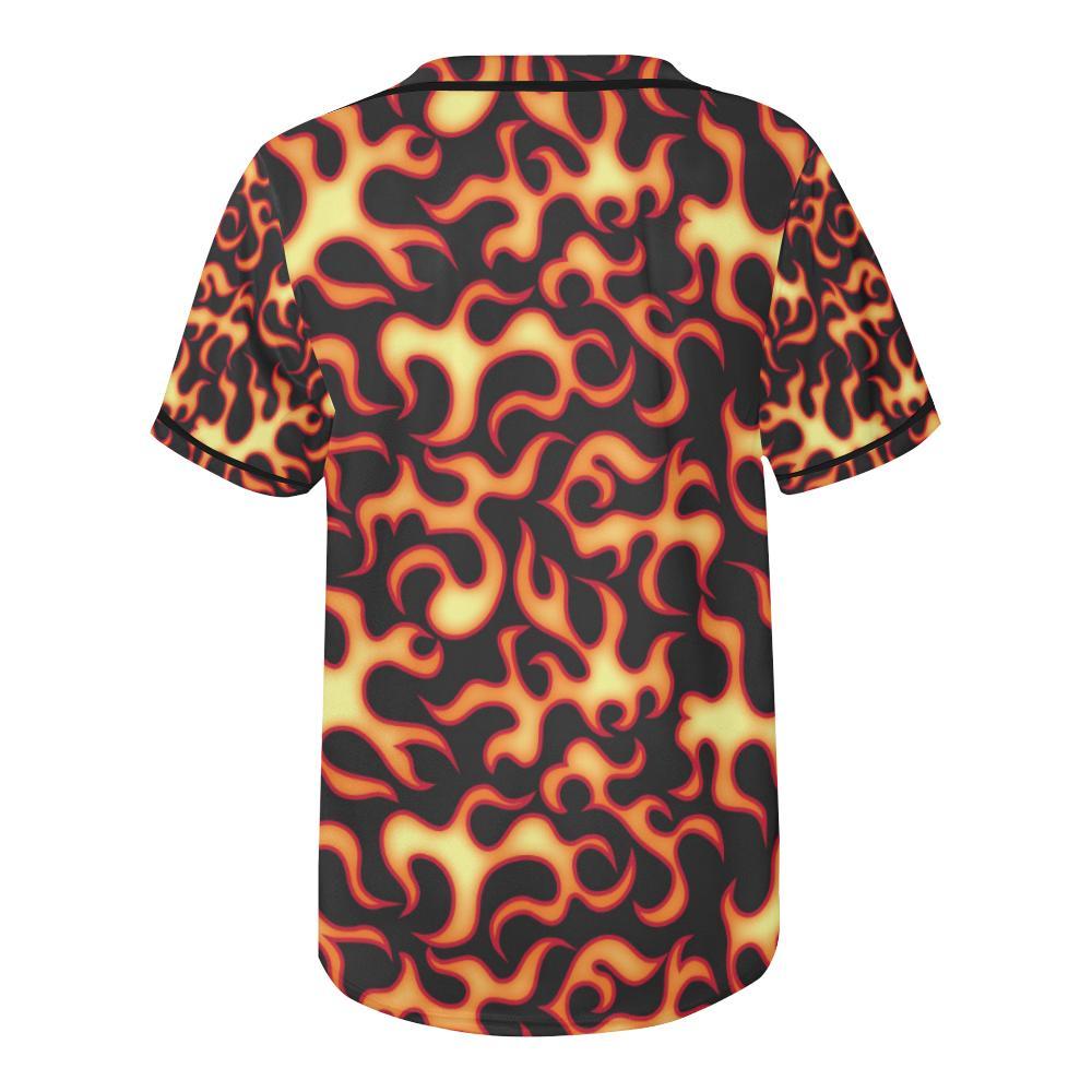 Flame Fire Themed Print Baseball Jersey-JTAMIGO.COM