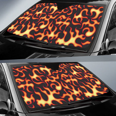 Flame Fire Themed Print Car Sun Shade For Windshield